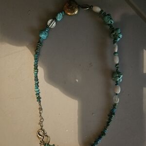 Turquoise and Gold Beaded Necklace
